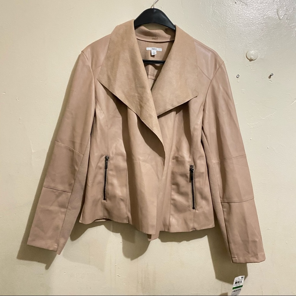 Bar lll Beige Faux Leather-Suede Jacket Size L